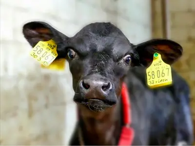 Kälber werden am Tränkeautomat getränkt