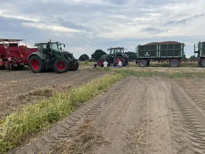 Kaffeepause beim Kartoffeln roden